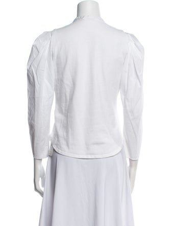 A.L.C. Mock Neck Three-Quarter Sleeve Button-Up Top