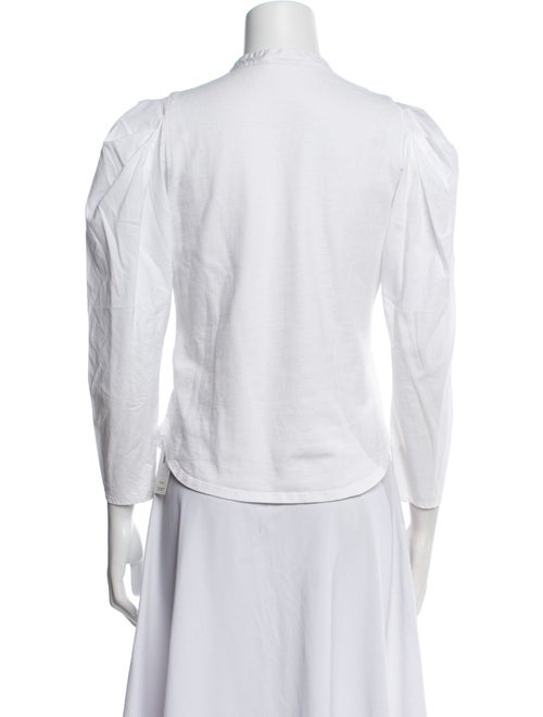 A.L.C. Mock Neck Three-Quarter Sleeve Button-Up Top