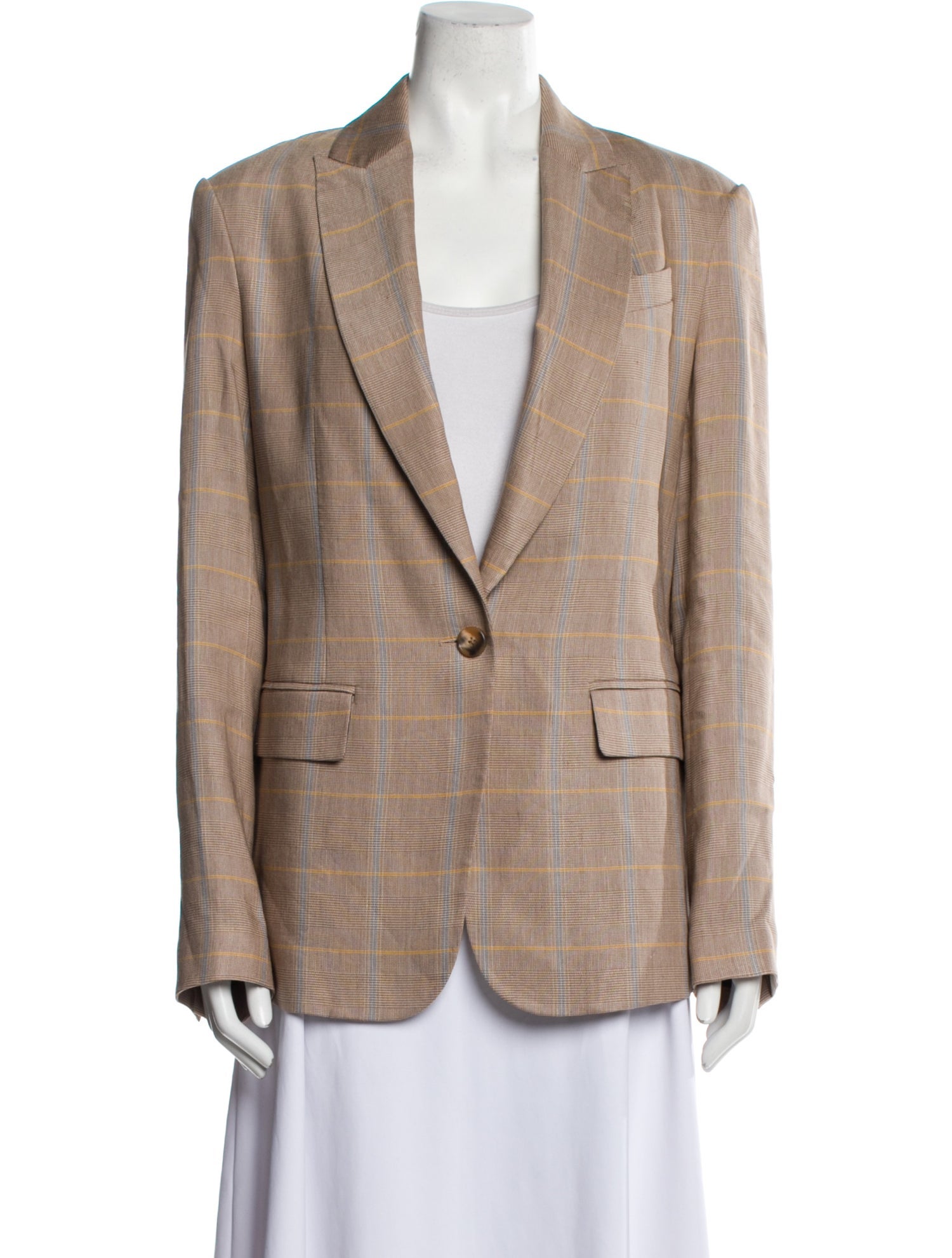 A.L.C. Linen Plaid Print Blazer