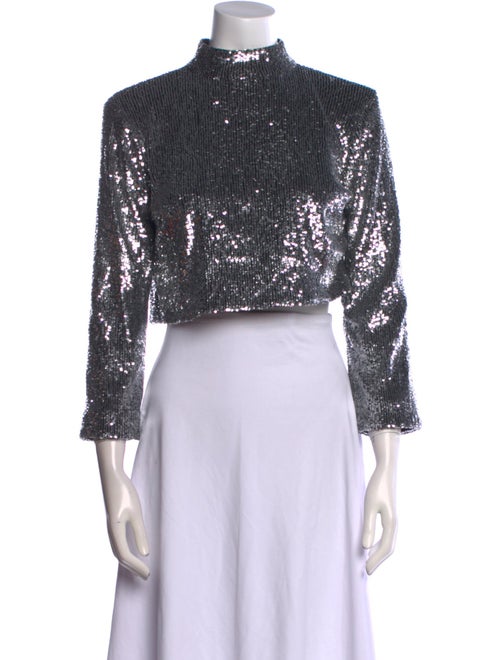 A.L.C. Mock Neck Three-Quarter Sleeve Crop Top