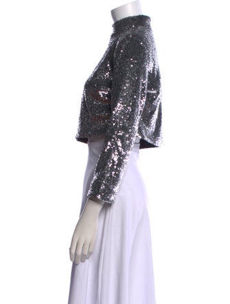 A.L.C. Mock Neck Three-Quarter Sleeve Crop Top