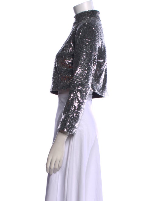 A.L.C. Mock Neck Three-Quarter Sleeve Crop Top