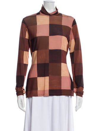 A.L.C. Plaid Print Mock Neck Sweatshirt