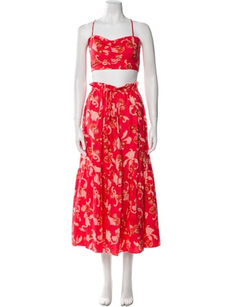A.L.C. Floral Print Ruffle Embellishment Skirt Set