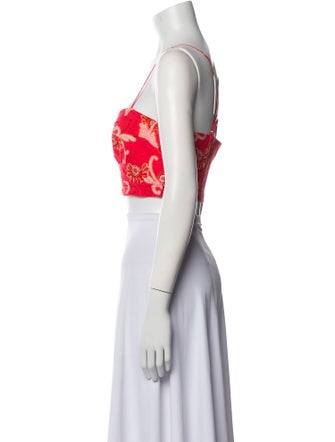 A.L.C. Floral Print Square Neckline Crop Top