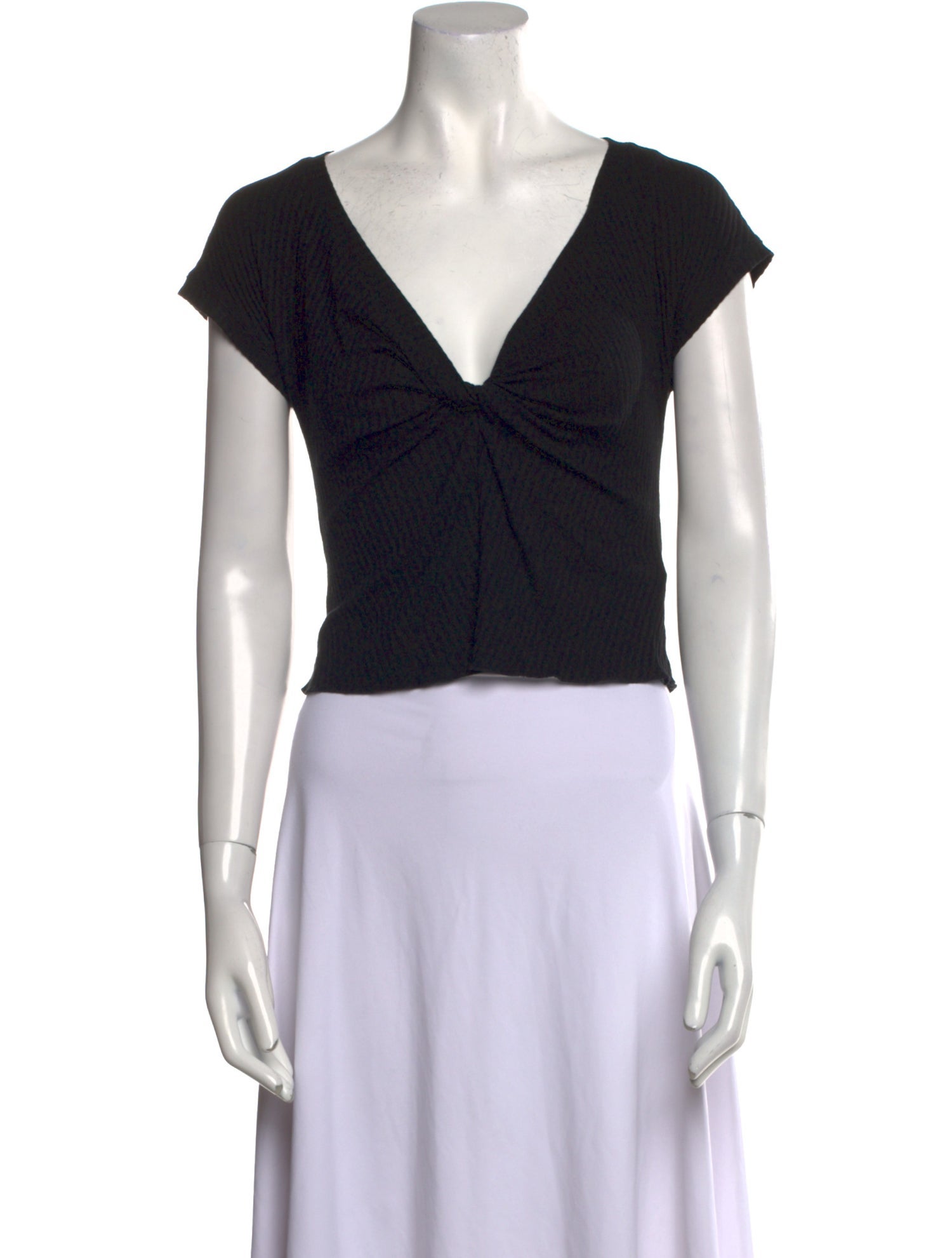 A.L.C. V-Neck Short Sleeve Crop Top