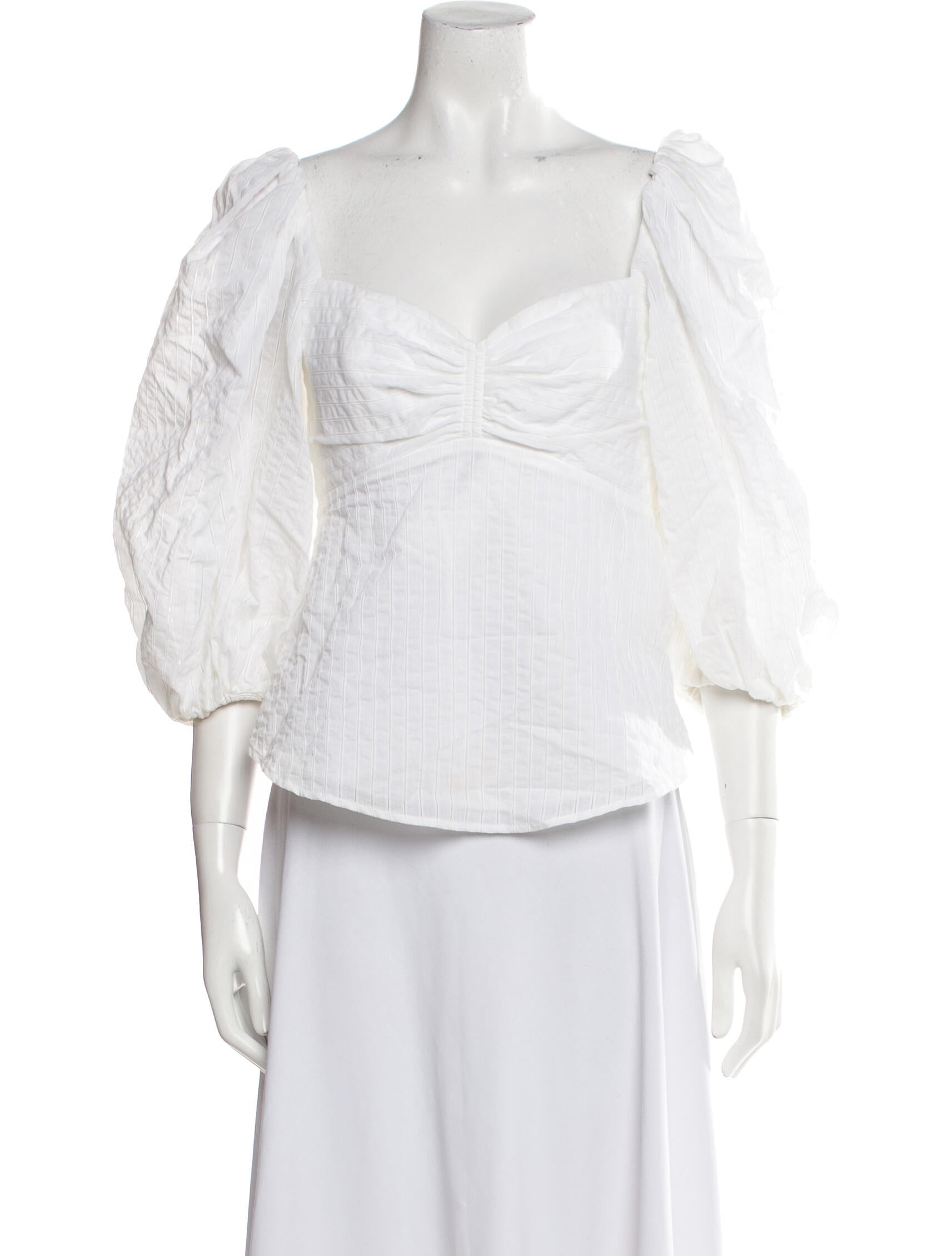 A.L.C. Square Neckline Three-Quarter Sleeve Crop Top