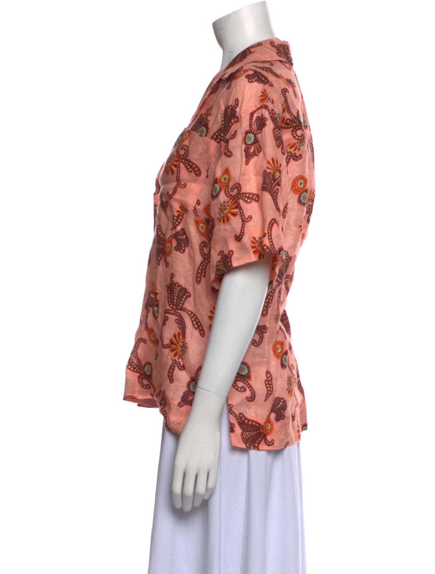 A.L.C. Linen Printed Button-Up Top