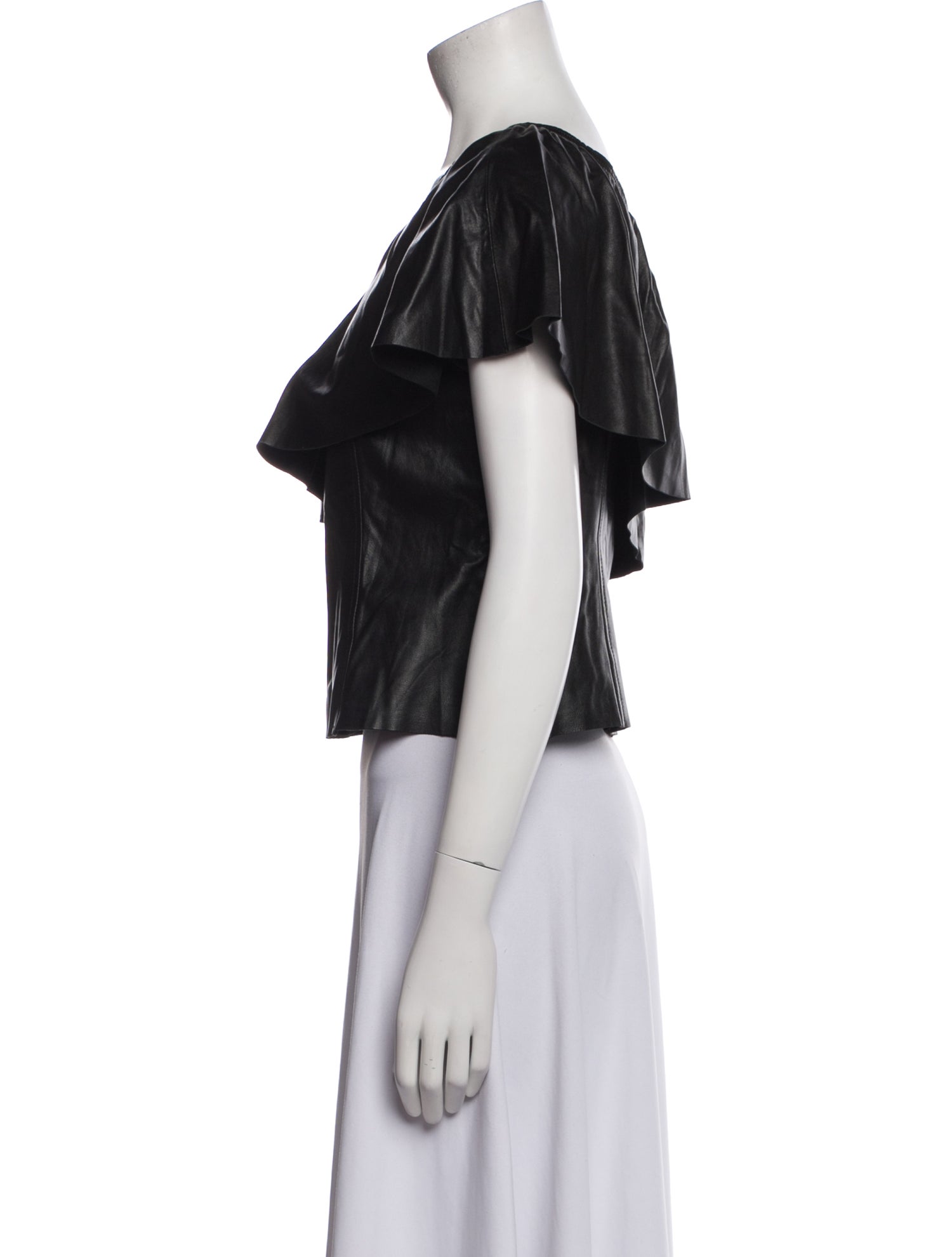 A.L.C. Lamb Leather One-Shoulder Crop Top