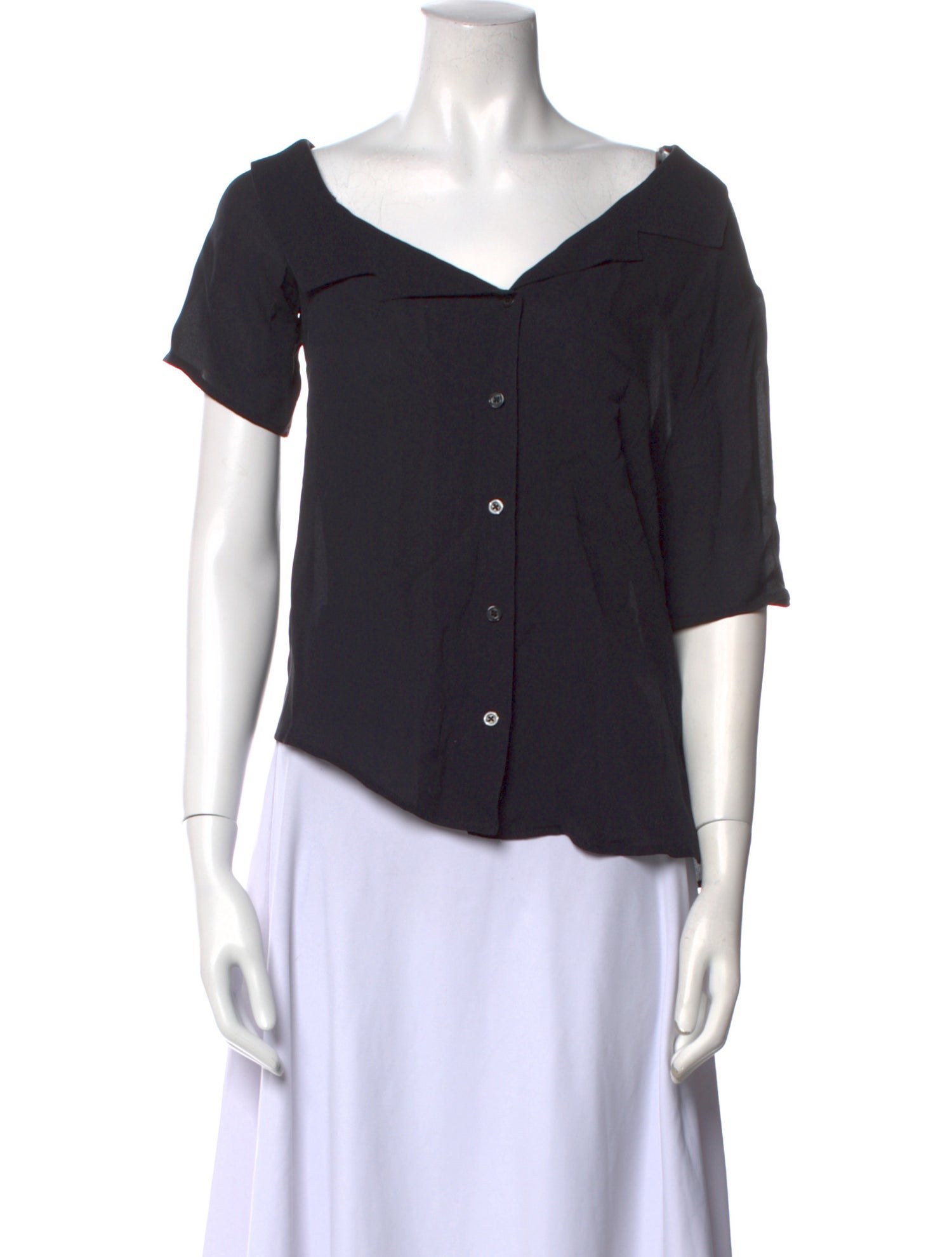 A.L.C. Silk V-Neck Button-Up Top