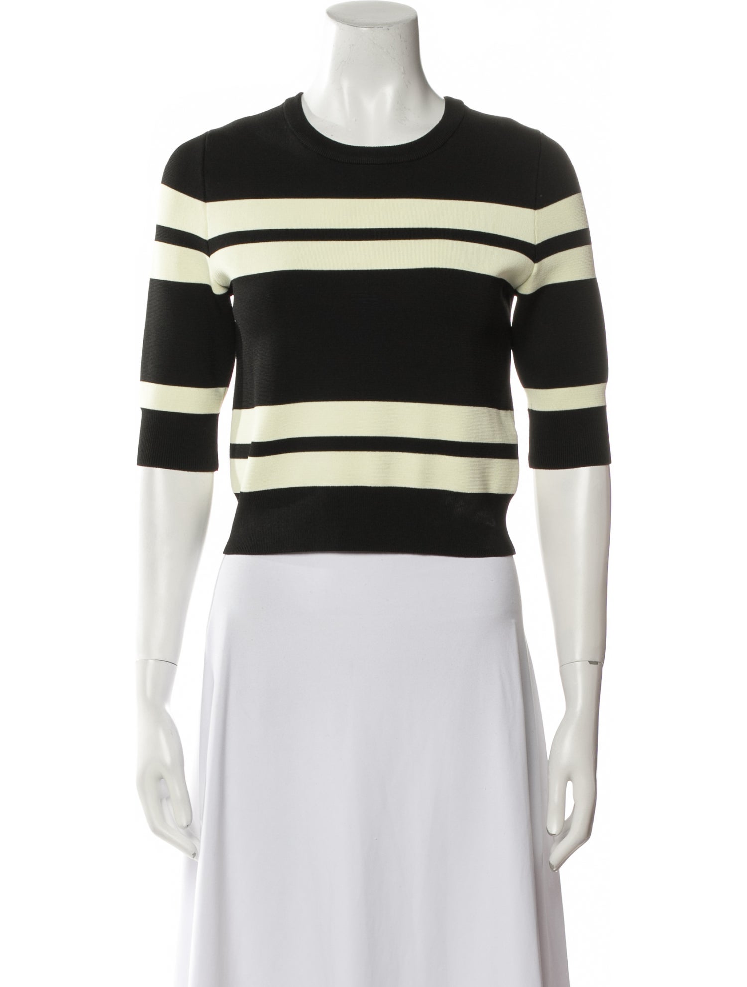 A.L.C. Striped Crew Neck Crop Top