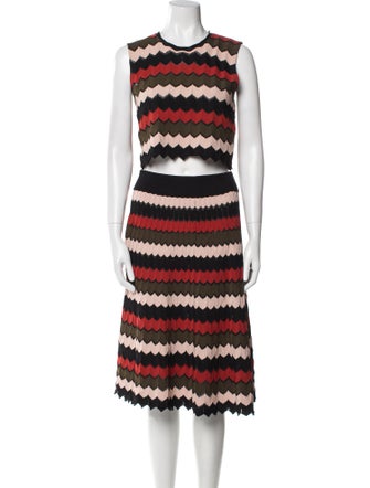 A.L.C. Striped Scalloped Accent Skirt Set