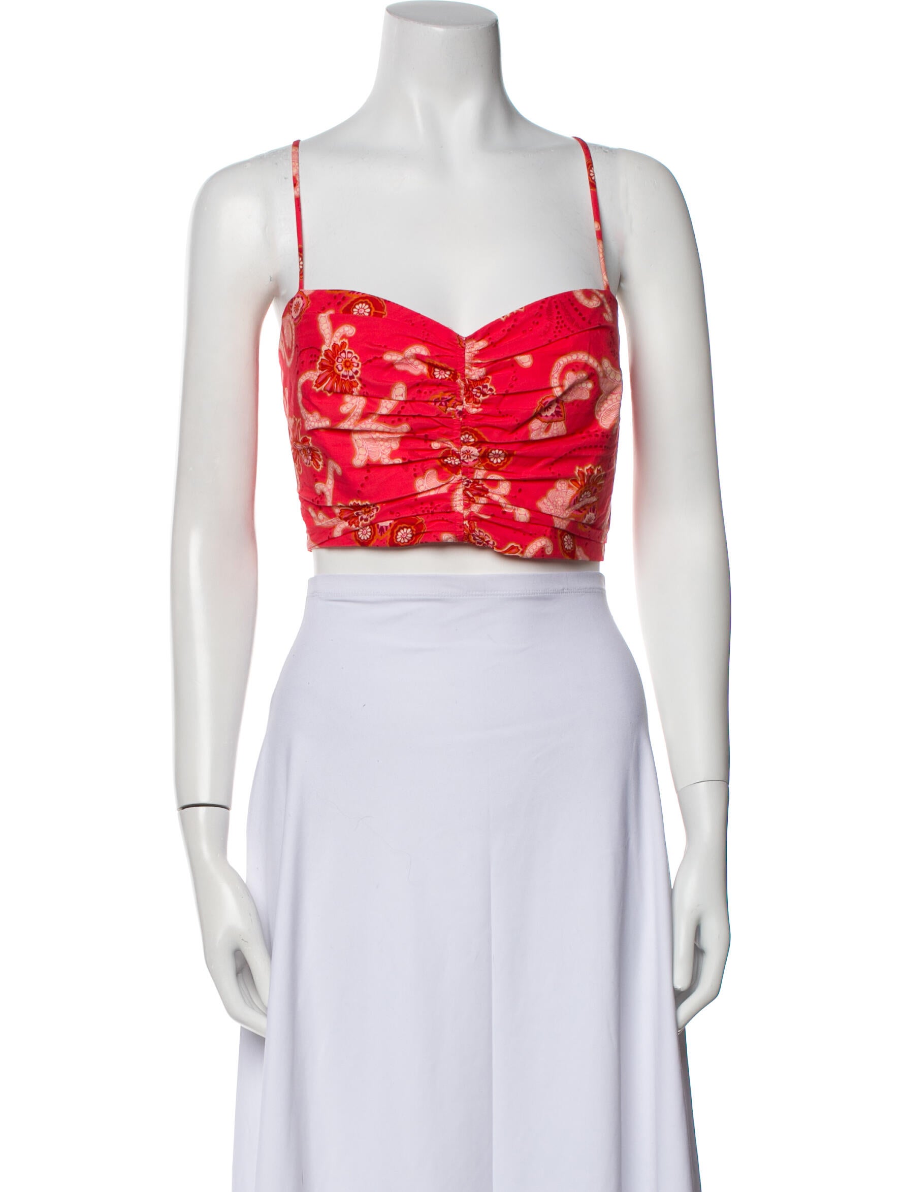 A.L.C. Floral Print Square Neckline Crop Top