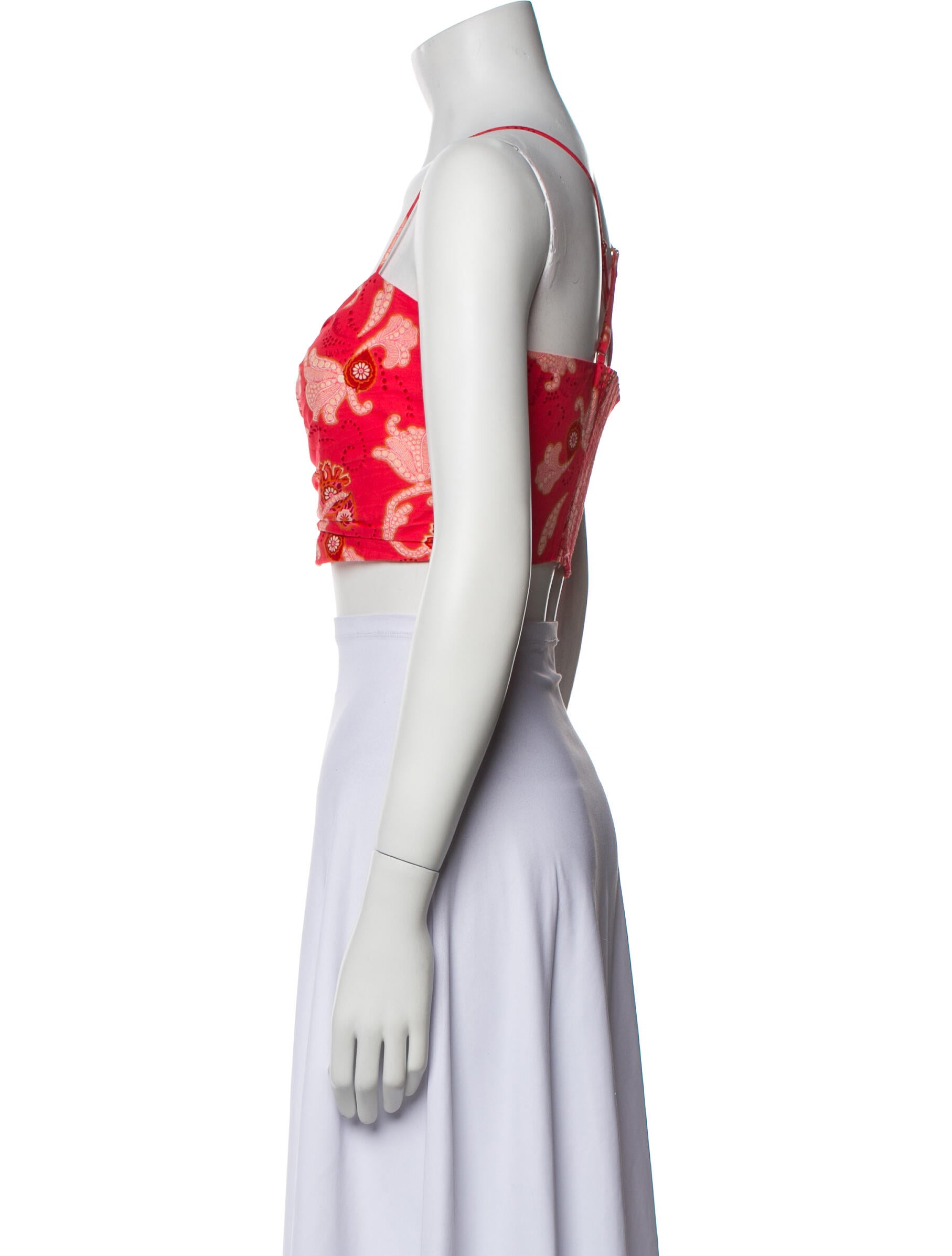 A.L.C. Floral Print Square Neckline Crop Top