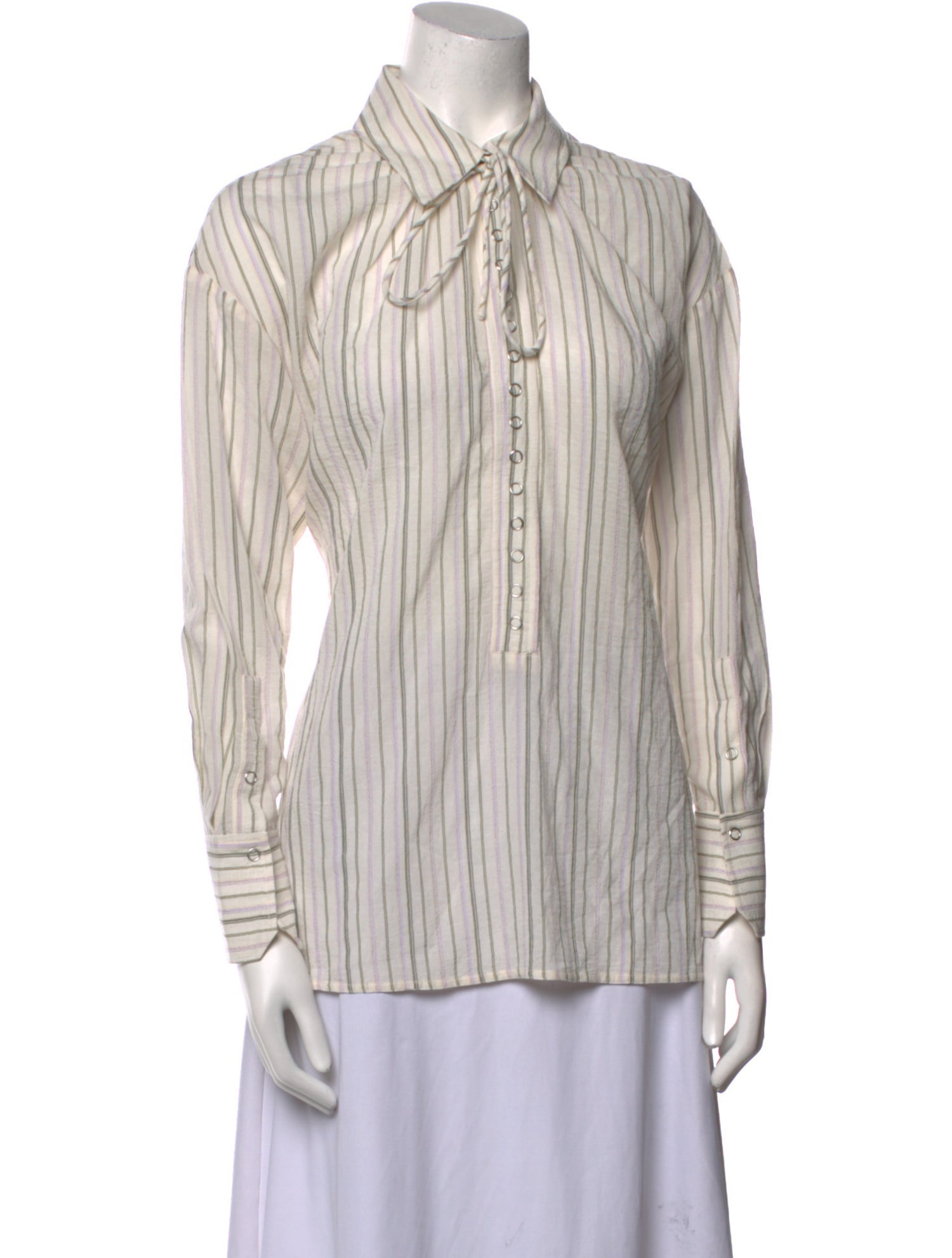 A.L.C. Striped Long Sleeve Button-Up Top