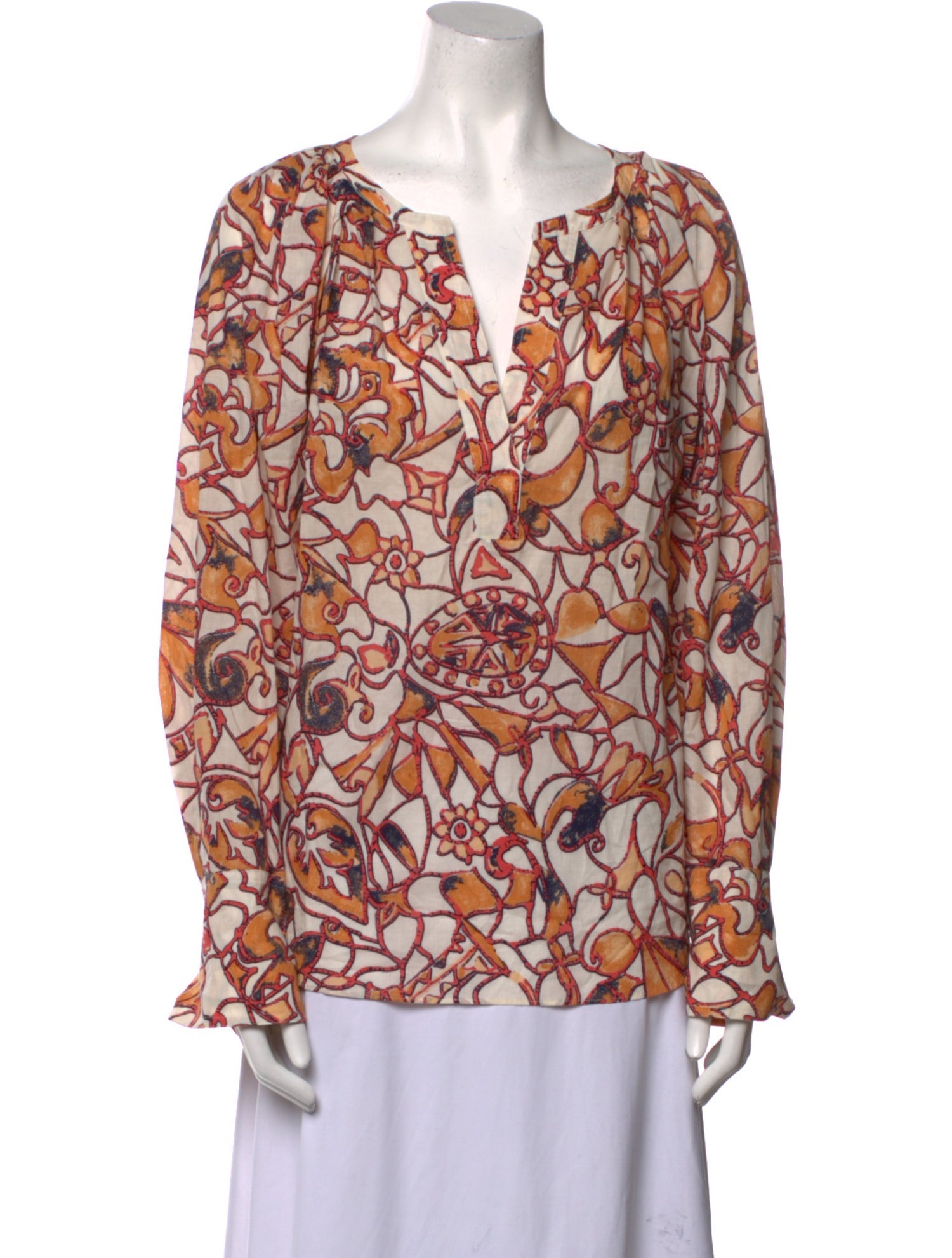A.L.C. Floral Print V-Neck Blouse
