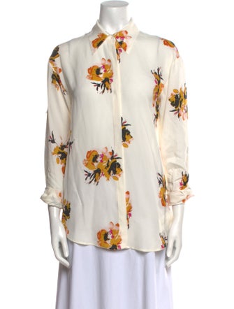 A.L.C. Silk Floral Print Button-Up Top