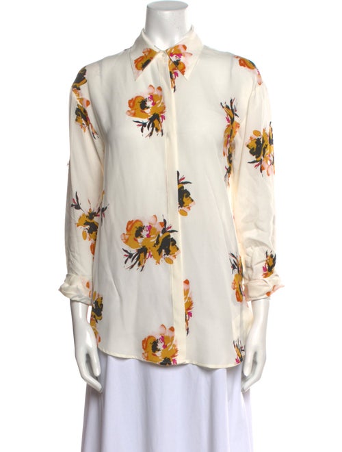 A.L.C. Silk Floral Print Button-Up Top