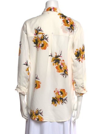 A.L.C. Silk Floral Print Button-Up Top