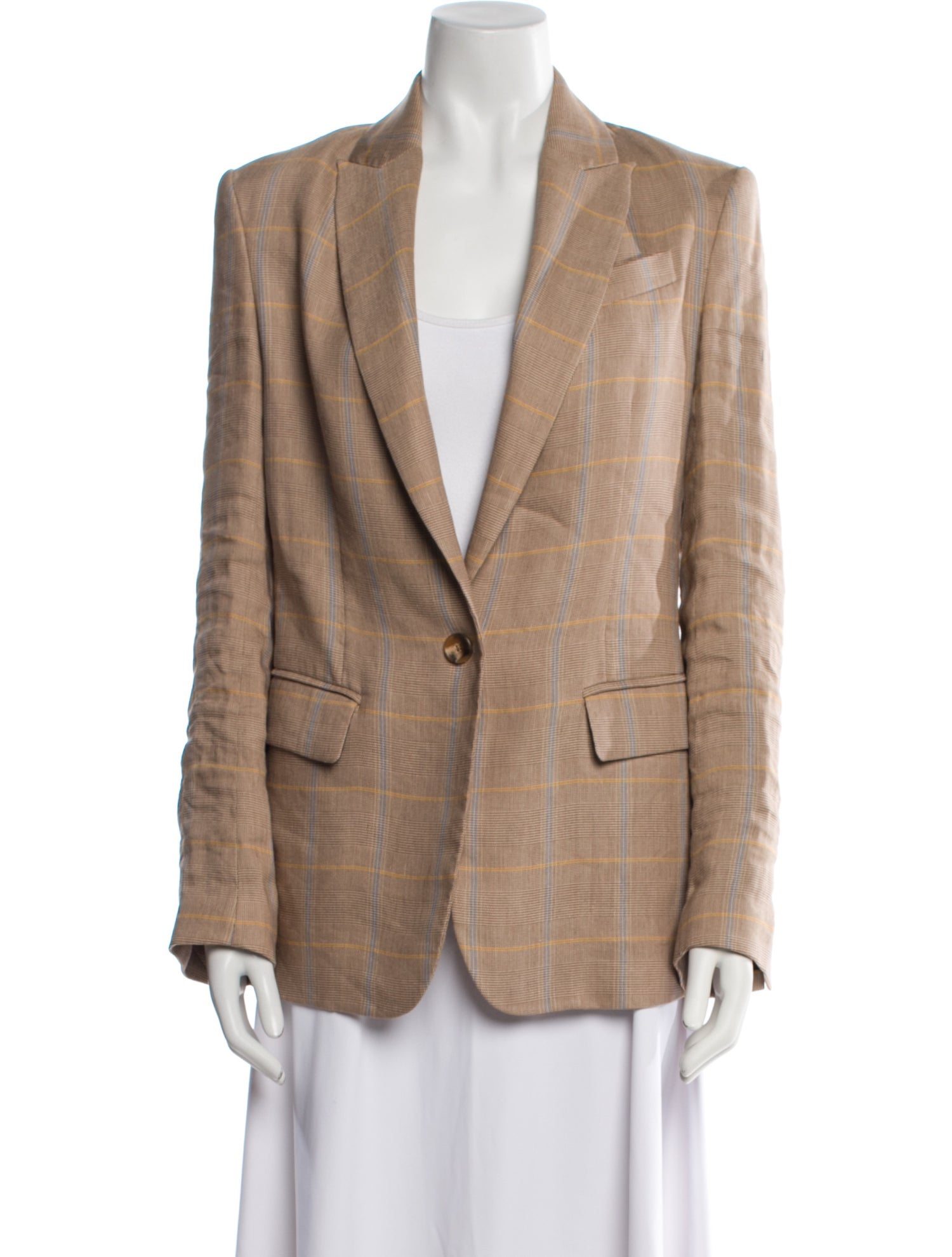 A.L.C. Linen Plaid Print Blazer