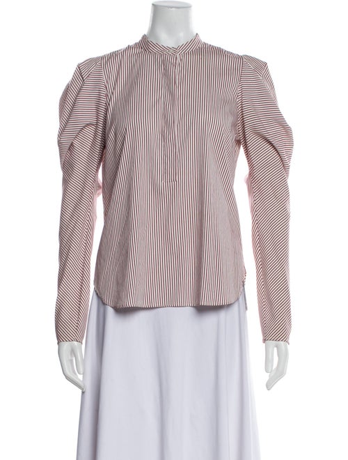 A.L.C. Striped Mock Neck Button-Up Top