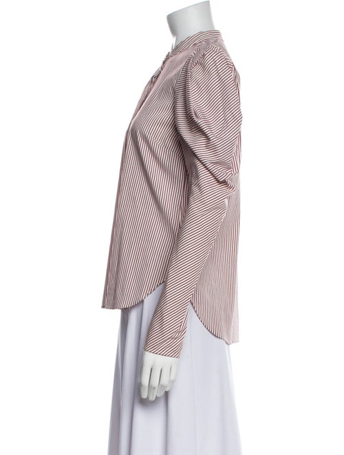 A.L.C. Striped Mock Neck Button-Up Top