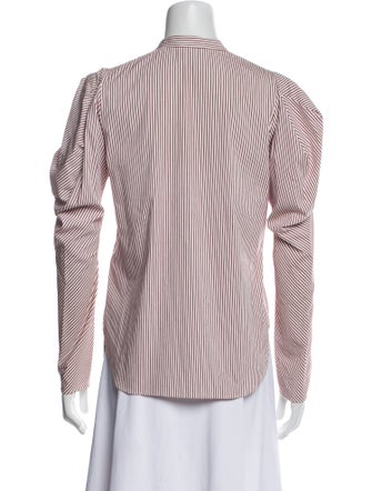 A.L.C. Striped Mock Neck Button-Up Top