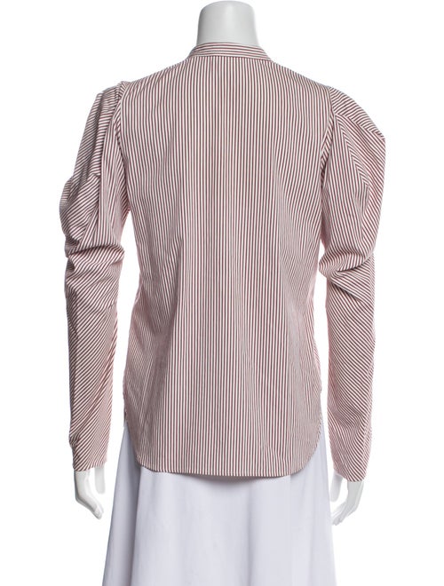 A.L.C. Striped Mock Neck Button-Up Top