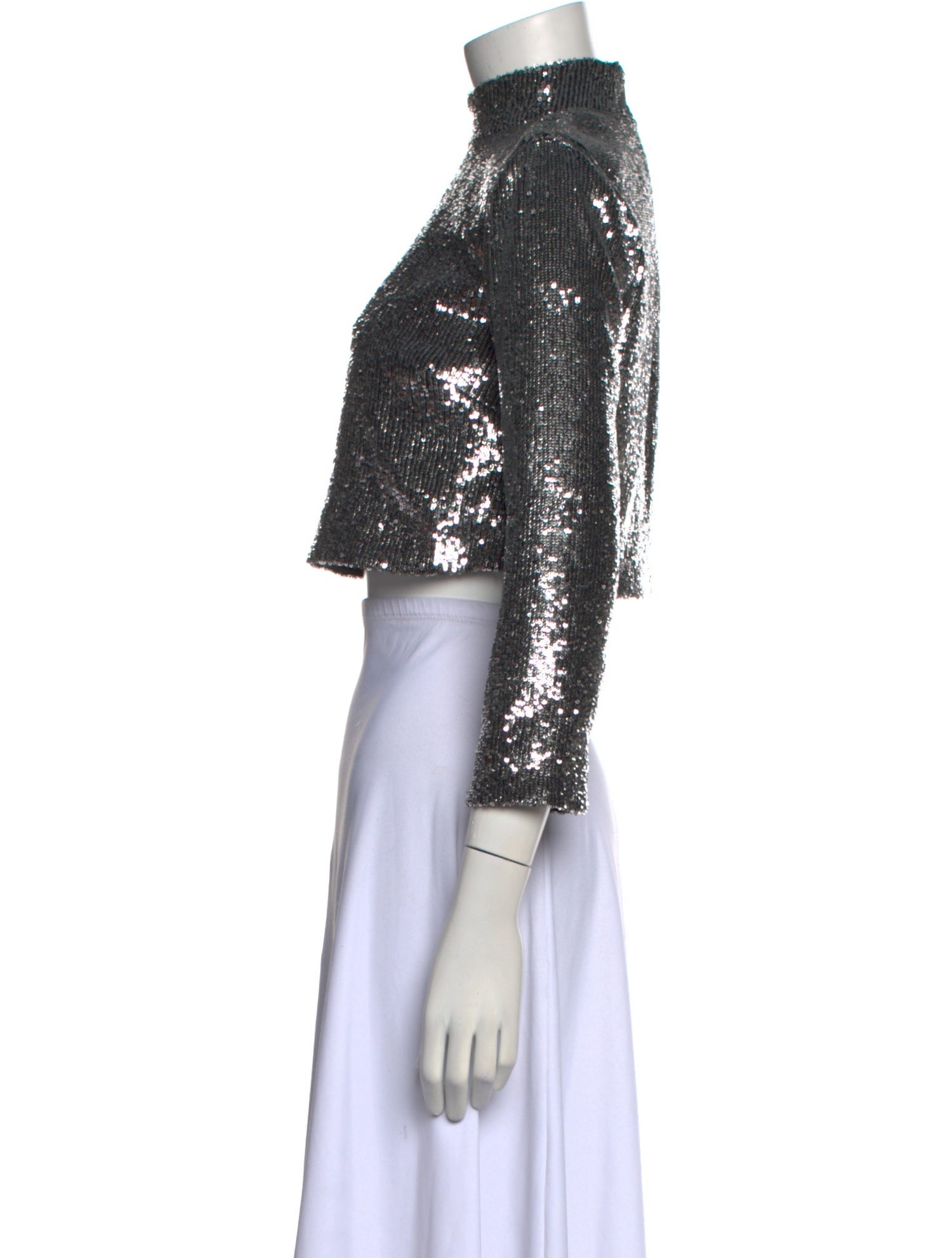 A.L.C. Mock Neck Three-Quarter Sleeve Crop Top