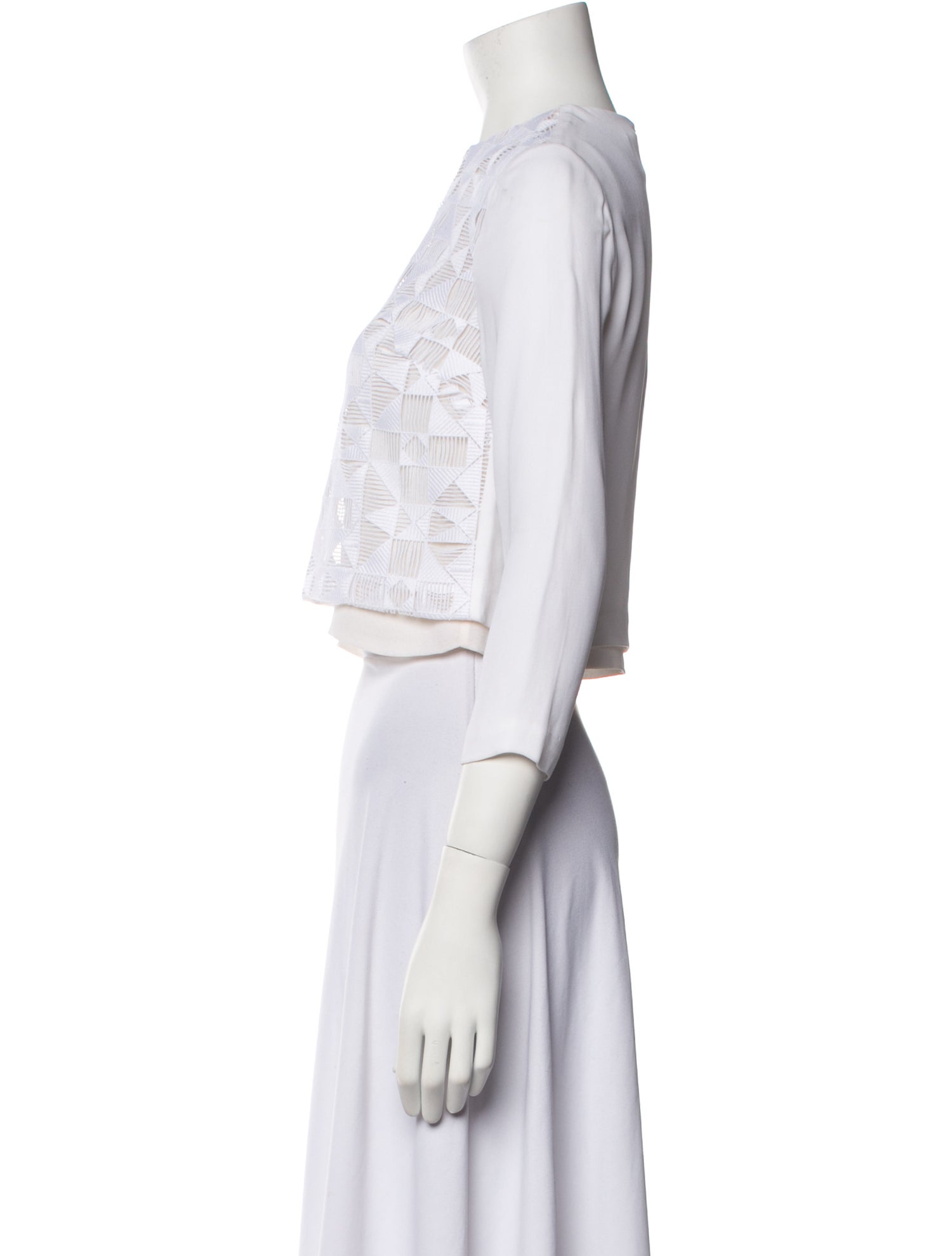 A.L.C. Crew Neck Three-Quarter Sleeve Crop Top