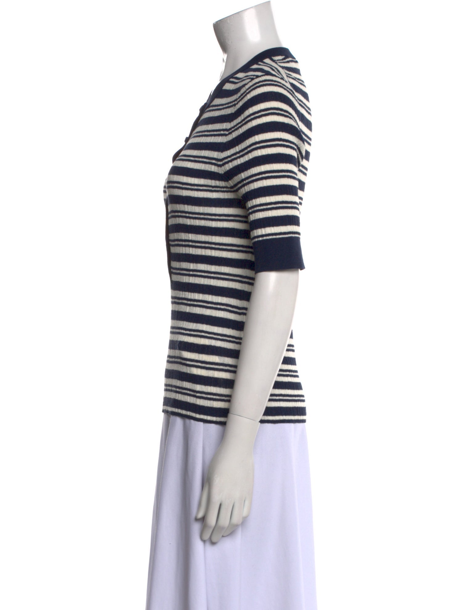 A.L.C. Striped Crew Neck Polo