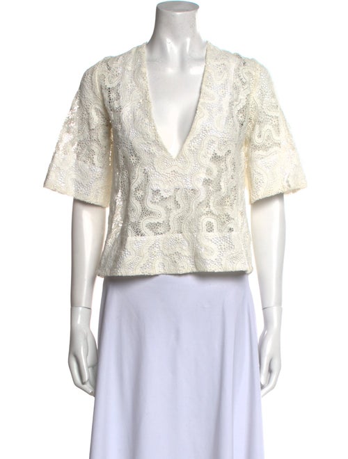 A.L.C. Lace Pattern V-Neck Crop Top