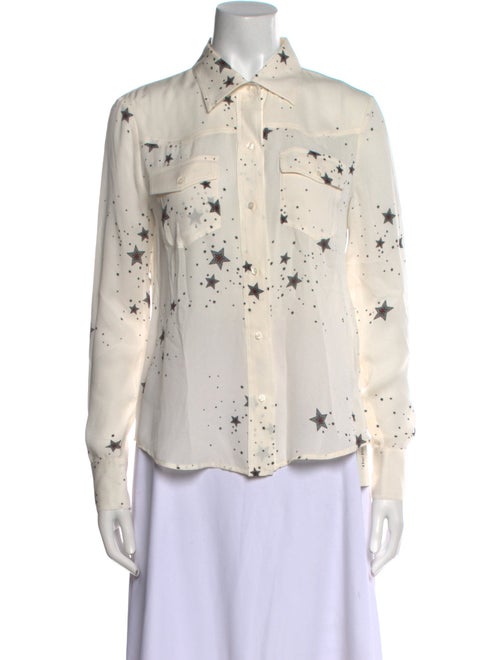 A.L.C. Silk Printed Button-Up Top