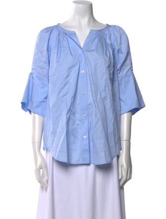 A.L.C. V-Neck Three-Quarter Sleeve Button-Up Top