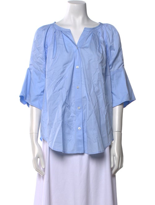 A.L.C. V-Neck Three-Quarter Sleeve Button-Up Top