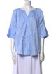 A.L.C. V-Neck Three-Quarter Sleeve Button-Up Top