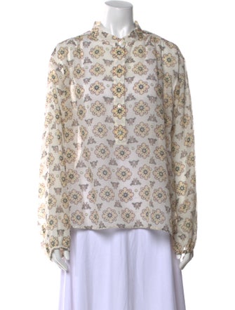 A.L.C. Printed Mock Neck Blouse