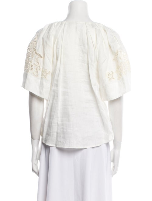 A.L.C. Linen V-Neck Button-Up Top