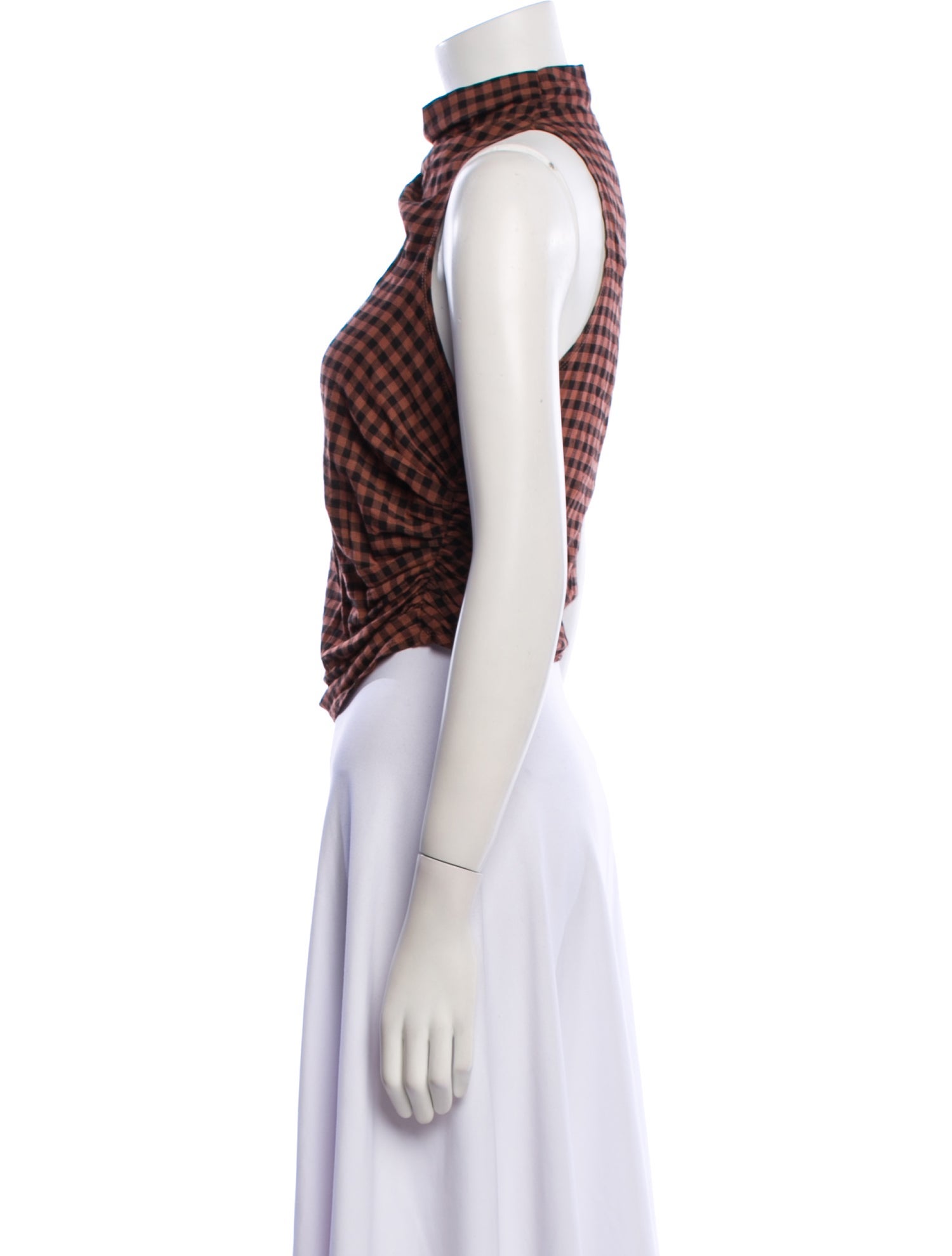 A.L.C. Plaid Print Mock Neck Crop Top