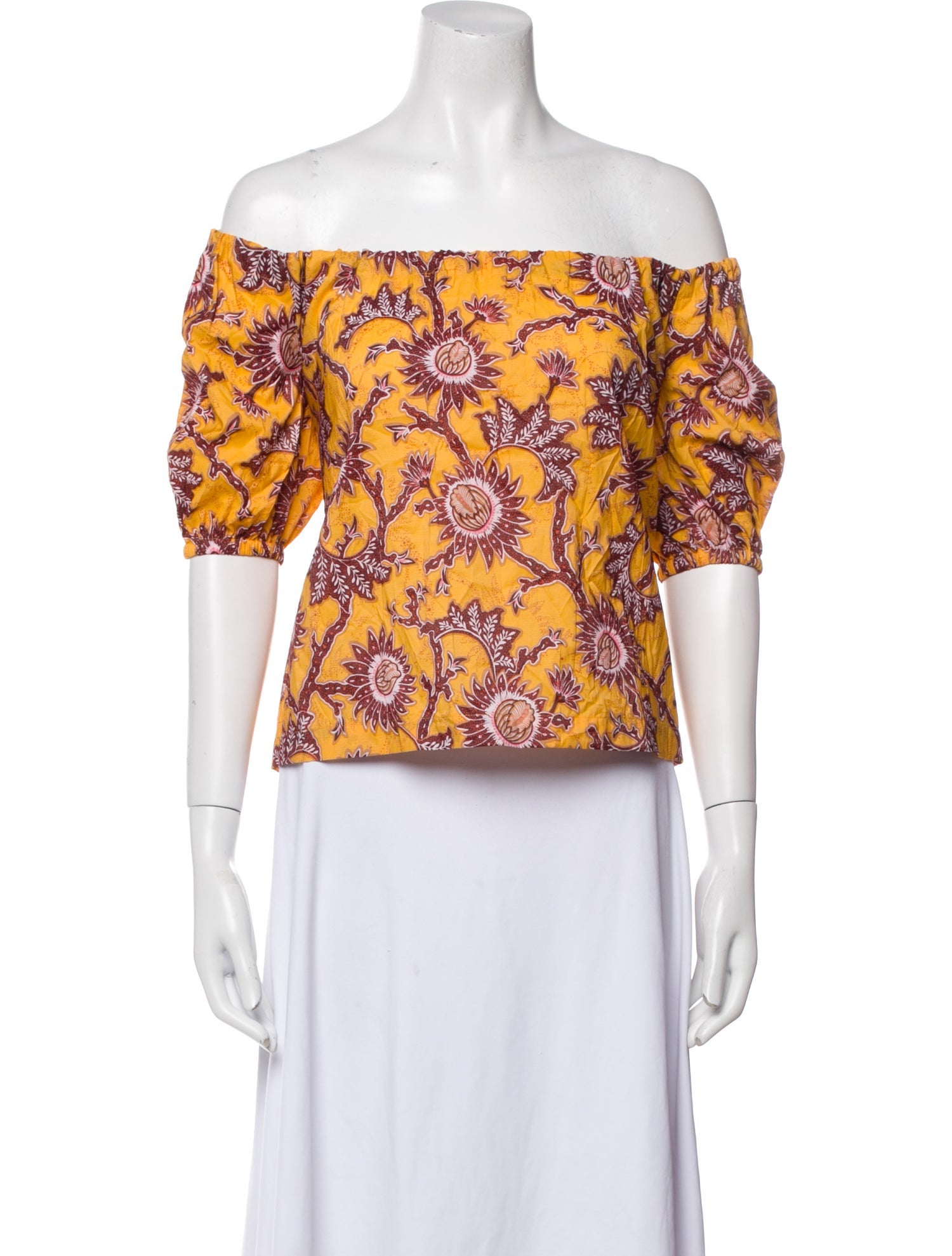 A.L.C. Floral Print Off-The-Shoulder Crop Top