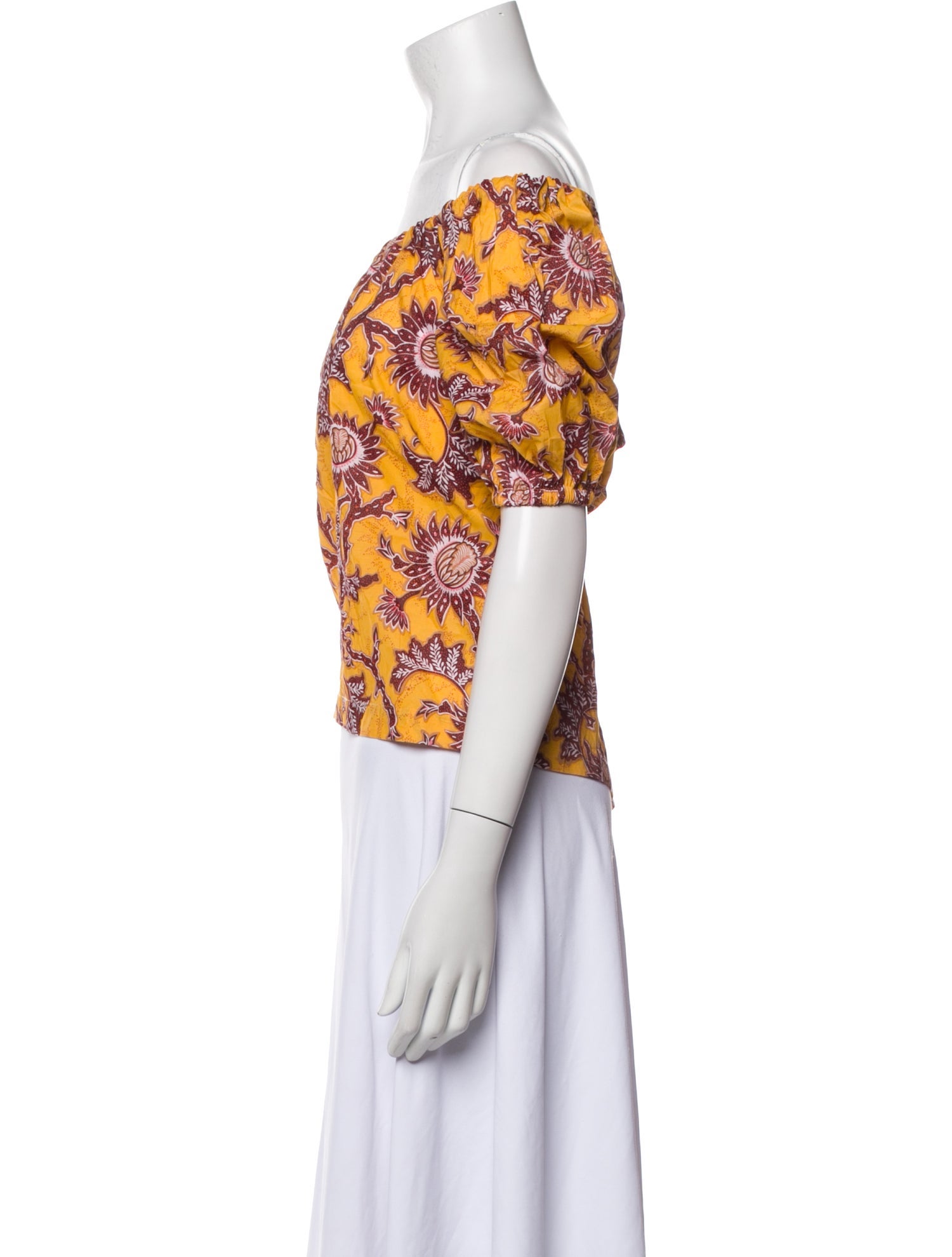 A.L.C. Floral Print Off-The-Shoulder Crop Top