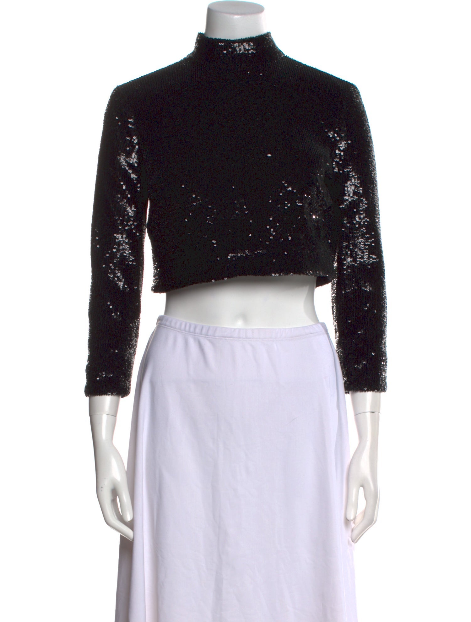 A.L.C. Mock Neck Three-Quarter Sleeve Crop Top