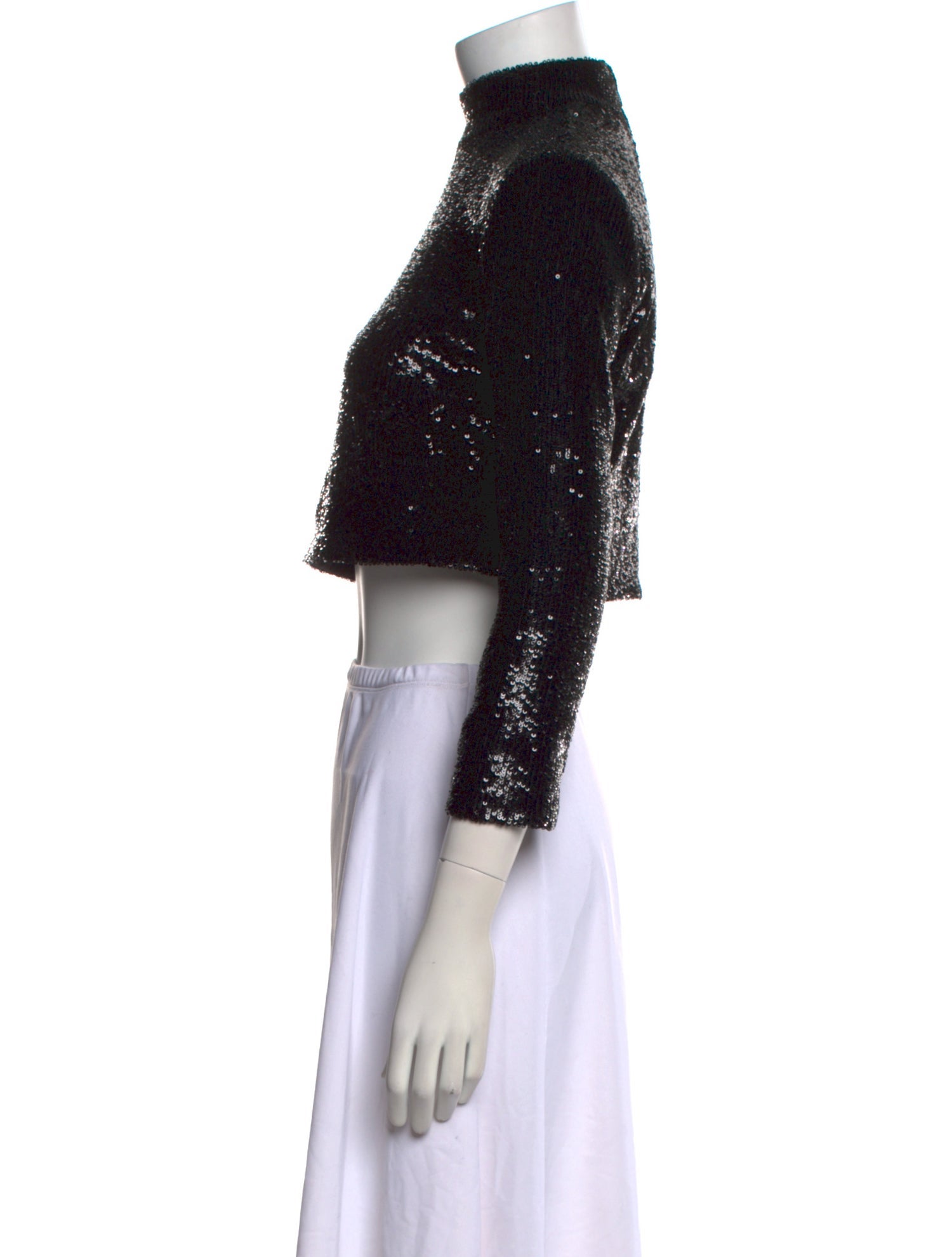 A.L.C. Mock Neck Three-Quarter Sleeve Crop Top