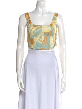 A.L.C. Linen Printed Crop Top