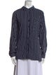 A.L.C. Striped Mock Neck Button-Up Top