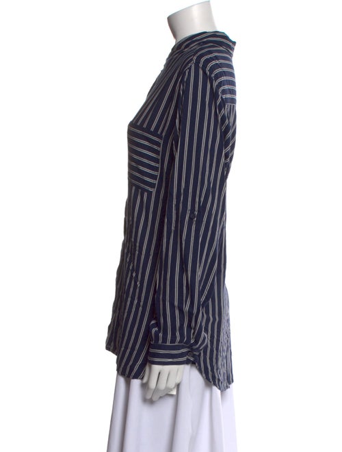 A.L.C. Striped Mock Neck Button-Up Top