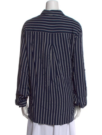 A.L.C. Striped Mock Neck Button-Up Top