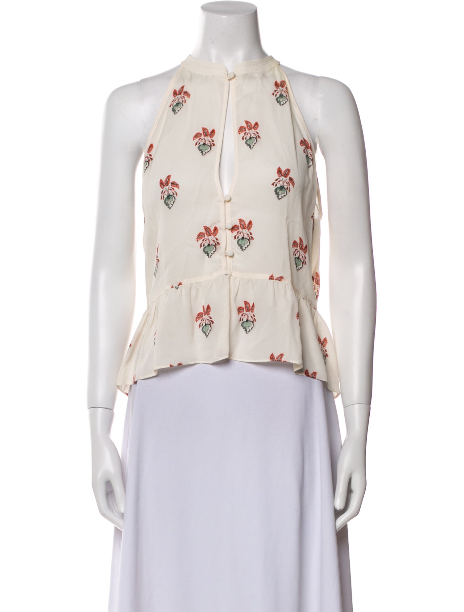 A.L.C. Silk Floral Print Crop Top