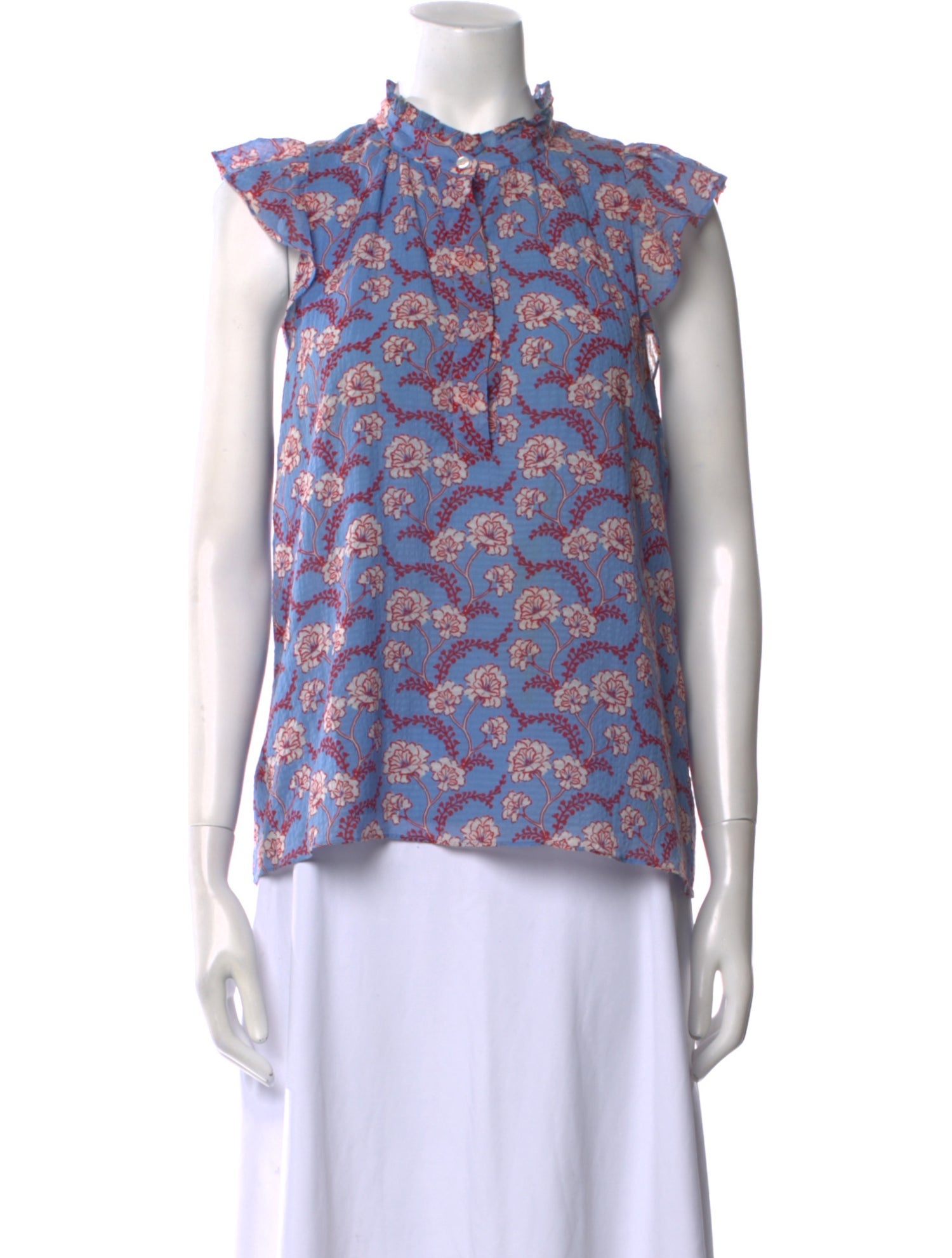 A.L.C. Floral Print Mock Neck Blouse