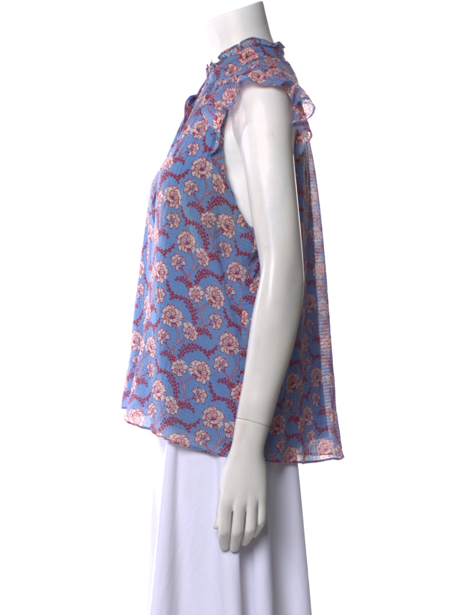 A.L.C. Floral Print Mock Neck Blouse